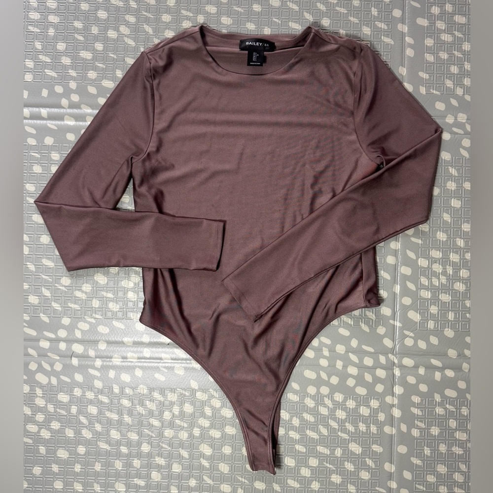 Bailey 44 Brown High Leg Bodysuit One Piece Long Sleeve Large